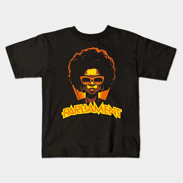 Retro Parliament Funkadelic Retro Afro Rock Music Satire Kids T-Shirt by robotbasecamp